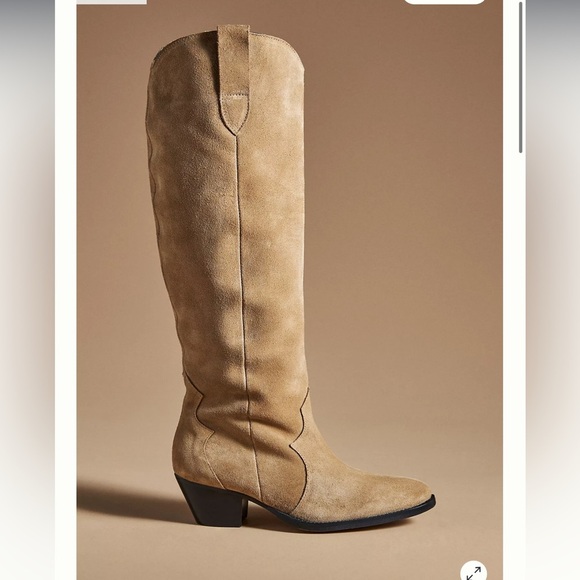 By Anthropologie Western Boots in Brown Tan Suede Size EU 37 *Worn Once* - Picture 9 of 16